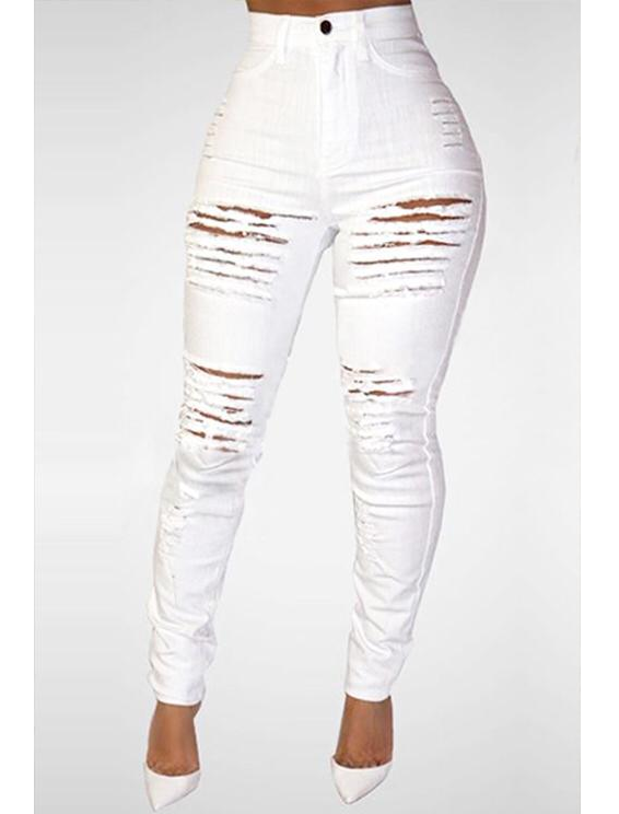 new Year Oops Arrowhead White Ripped Jeans - EshopTz
